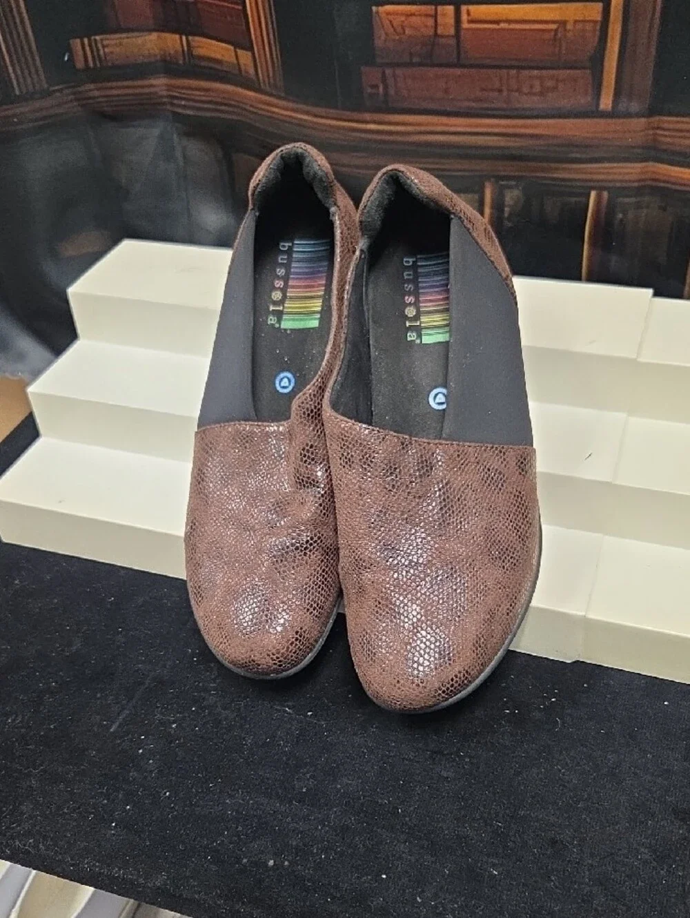 bussola Textured Brown Slip-On Loafers with Black Elastic